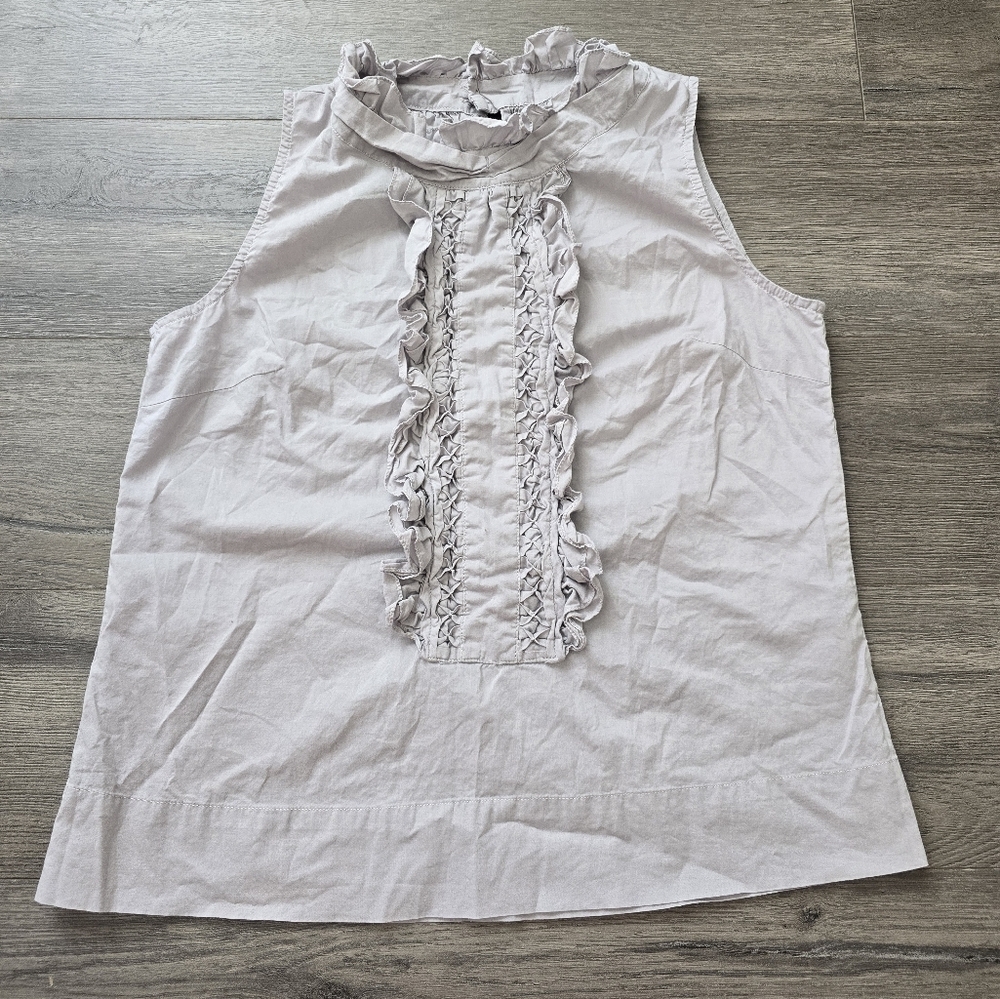 edme & esyllte Anthropolgie Sleevless 100% Cotton Ruffles Ruffled Collar